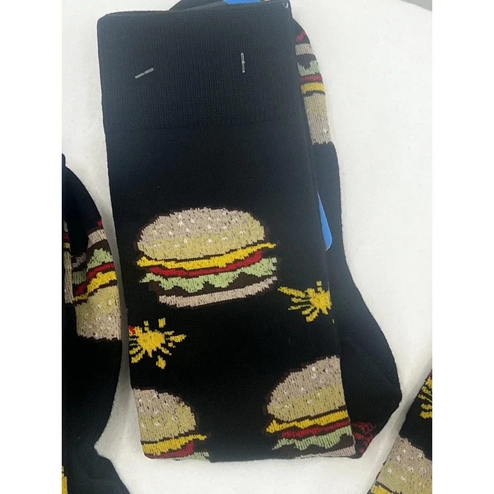FBF Foodcore Cheeseburger Crew Socks Unisex OSFM 3 Pair Pack Novelty Kitsch Camp